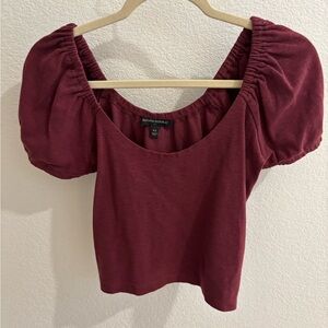 Banana Republic Women's Burgundy Puff Sleeve Blouse